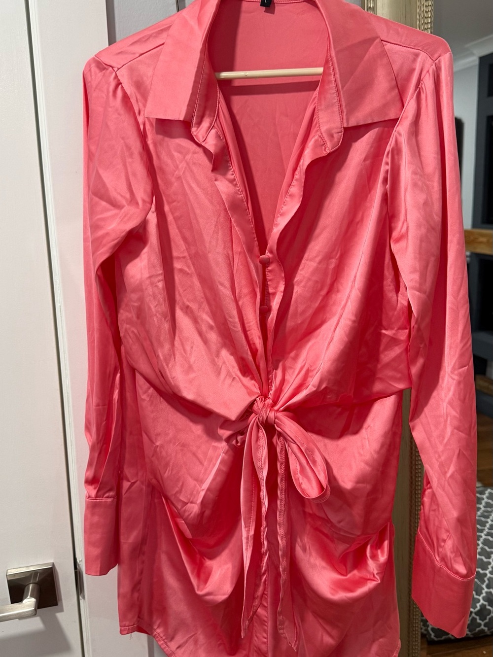 Apt. 9 Coral Tie-Front Satin Tunic